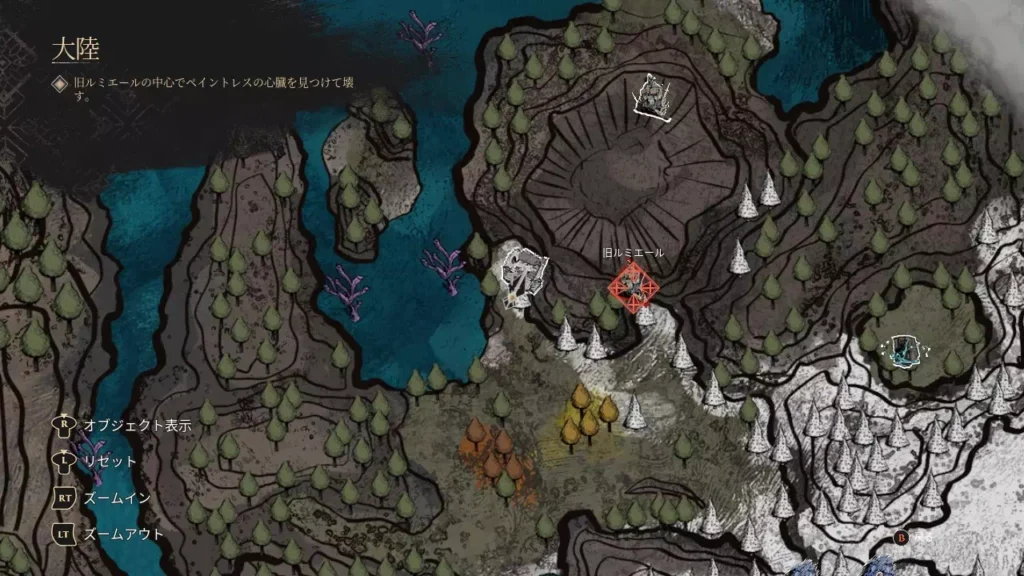 深淵の廃墟の場所の地図