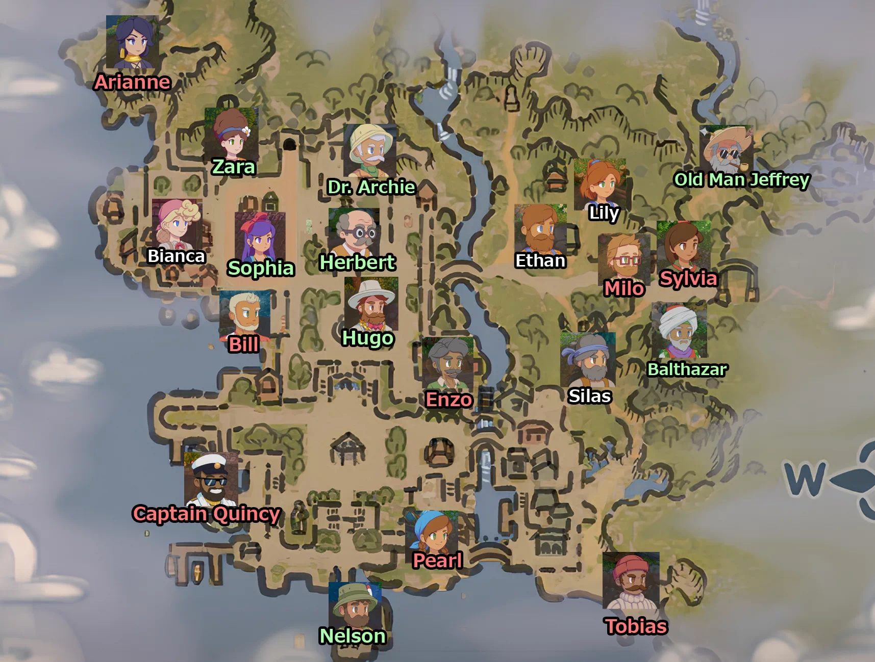 Map1_Locations of Town Residents